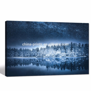Winter Landscape Painting Giclee Print/starry Night Canvas Wall Art for Living Room/Forest Canvas Prints Home Decor